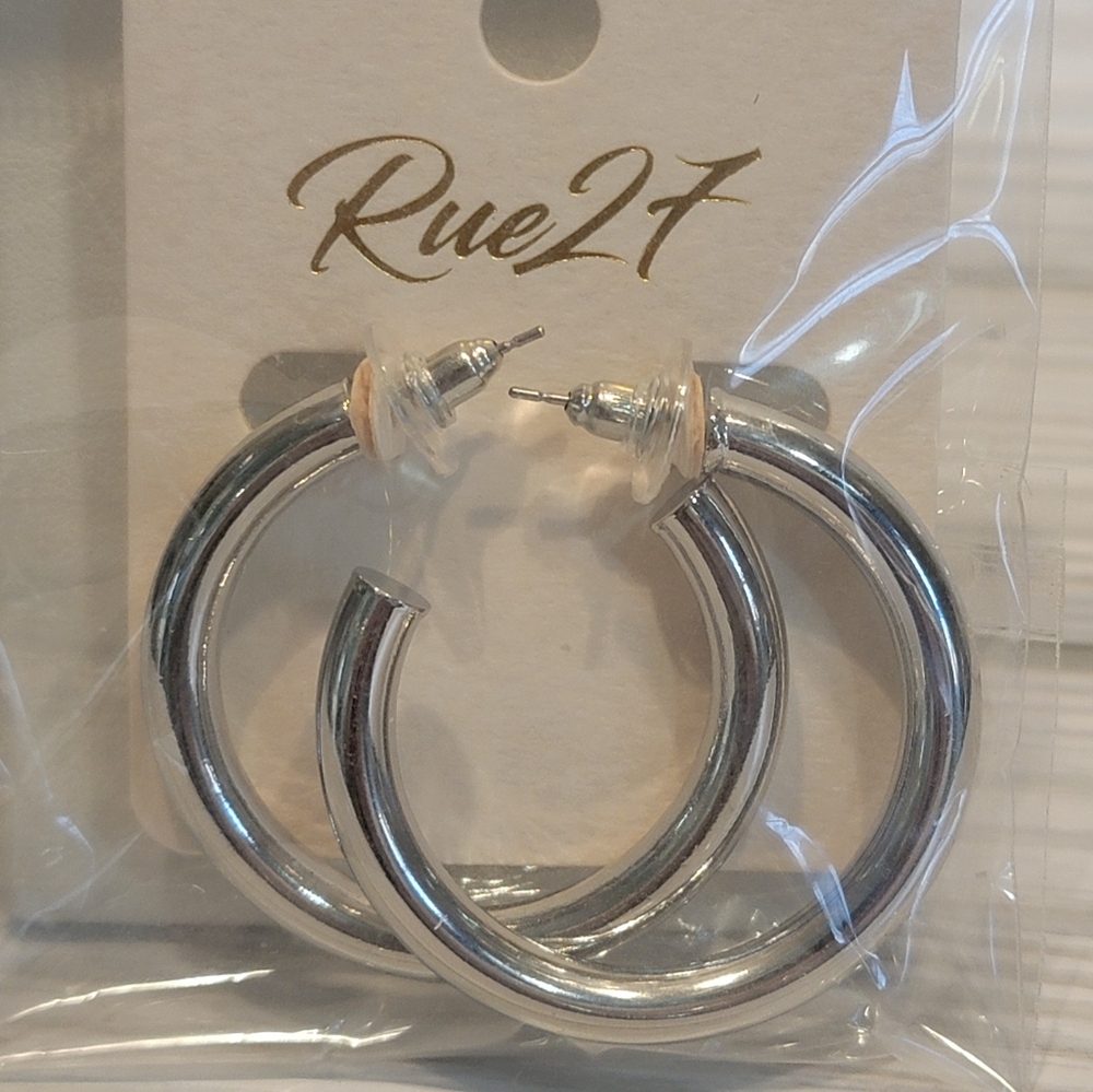 Silver-tone Hoop Pierced Earrings